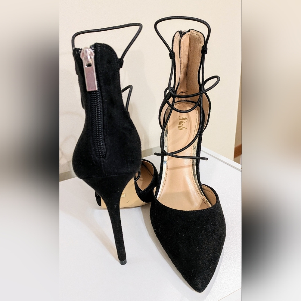 SHEIN SXY Women Minimalist Point Toe Stiletto Heeled Pumps, Black Ankle …